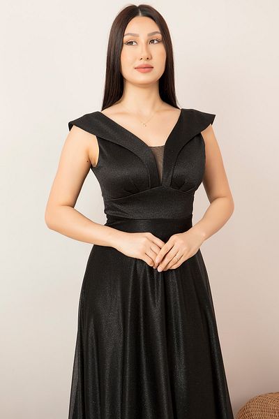 PULLIMM Glittery Tulle Long Evening Dress 13280