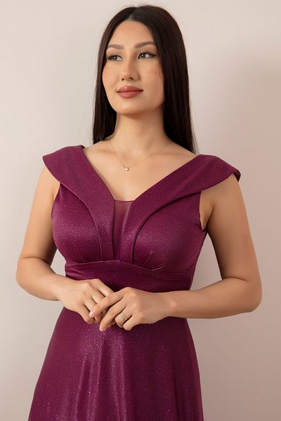 PULLIMM Rochie de seara lunga din tul cu sclipici 13280