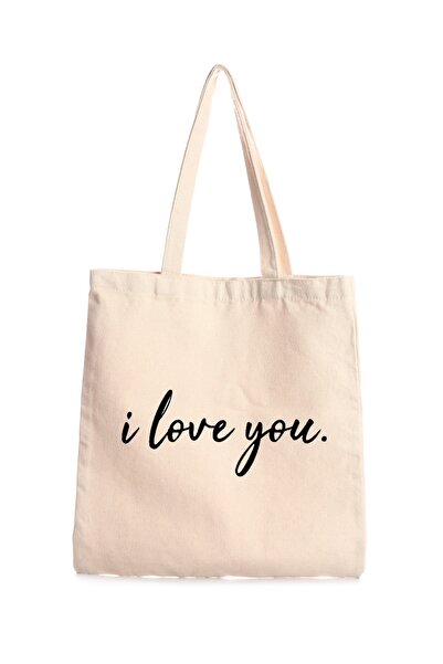 BUFUAL حقيبة قماش مطبوعة "أحبك