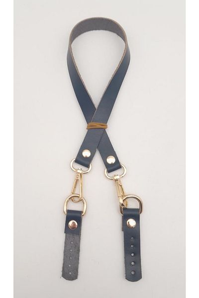 angel çanta aksesuar Τσάντα 60x1,5 cm από γνήσιο δέρμα Navy Blue - Ανοιχτόχρωμο μεταλλικό χρυσό