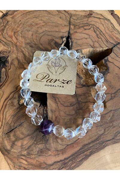 parze doğaltaş Kristal Kuvars Ve Ametist Bileklik