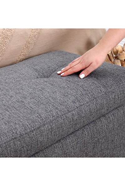 Lorencehome Rocio Sandıklı Bench Puf Koyu Gri