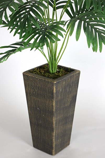 Yapay Çiçek Deposu Yapay 18 Dallı Areka Ağacı 100 Cm (ahşap Siyah Gold-saksı)