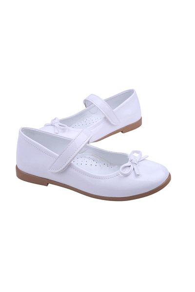 Walkenzo Ortaç 2079 - Girl's Patent Leather Ballerinas, Ballerina Velcro Shoes