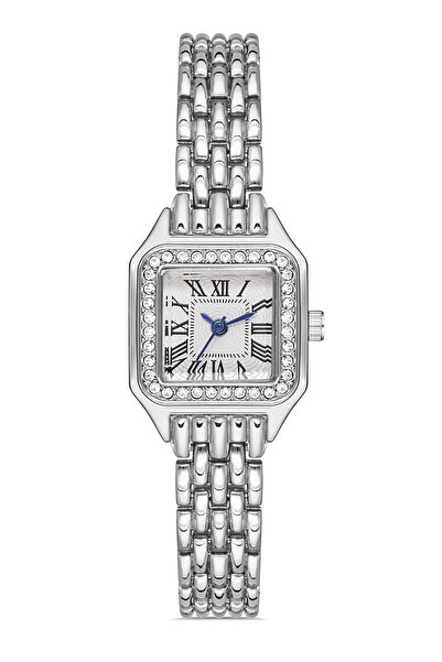 İSTLİV ساعة يد نسائية من الفولاذ المقاوم للصدأ باللون الفضي