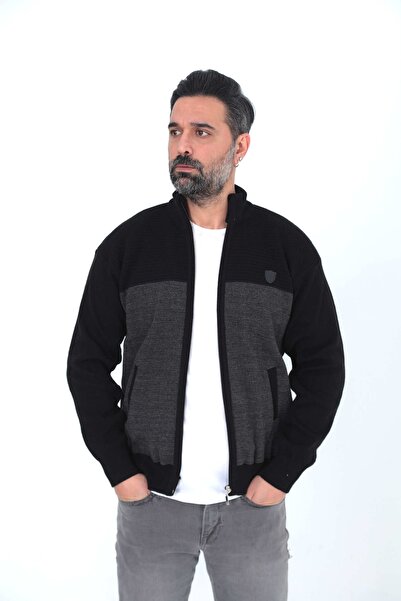 KMKkombin Ανδρική ζακέτα με φερμουάρ που κλείνει με ακρυλικό νήμα
