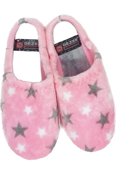 GEZER Kadın Yumuşak Peluş Pembe Ev Terliği