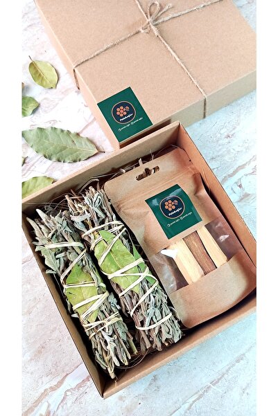 Petekoğlu (2 ADET) Nazilli Ada Çayı Defne Demet (3 ADET) Sertifikalı Palo Santo Doğal Hediyelik Tütsü Seti