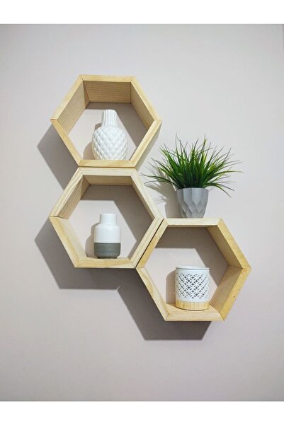 Mirapet Mira Wooden Hexagonal Natural Pine Decor Shelf