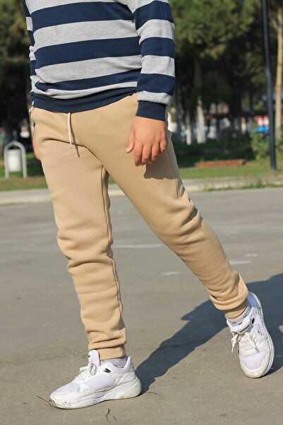 Çiggo Kids Unisex Cepli Jogger 3ip Içi Polarlı Düz Eşofman Altı