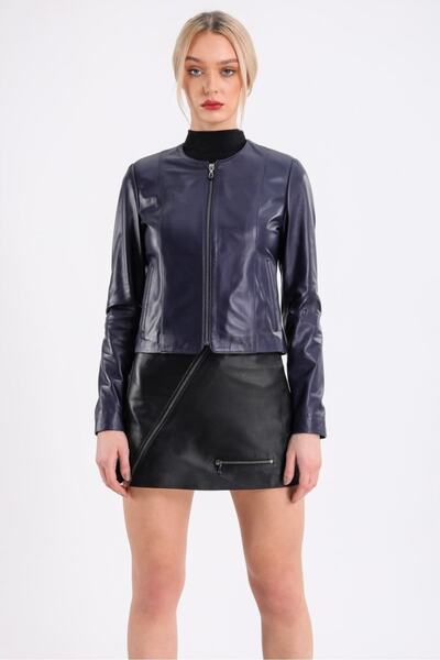 Leather Club Mor Deri Ceket