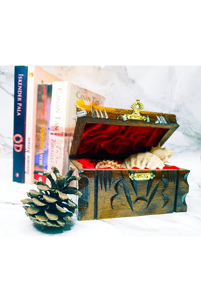 Adil Baba Decorative Wooden Velvet Plated Pirate Chest Jewelry And Jewelry Chest Jewelry Box