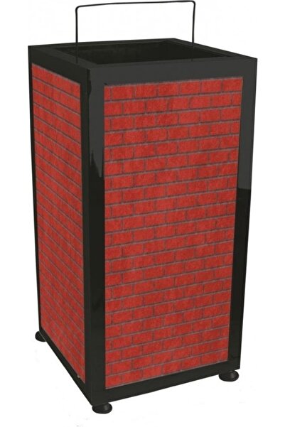 Arı Metal 1731 Bahçe Çöp Kovası Kare Ahşaplı Dekorlu Metal Iç Kovalı