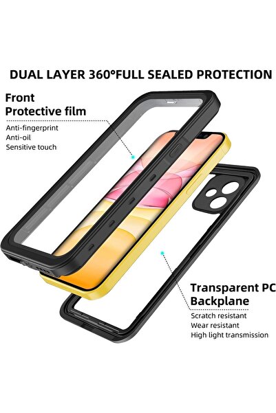 m.tk moveteck Iphone 11 Uyumlu Su Toz Geçirmez 360 Derece Darbe Önleyici Tam Koruma Kapak Kılıf
