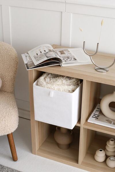 REKHOME White Cabinet Laundry Toy Organizer Folding Storage Box Organizer 28x28x28