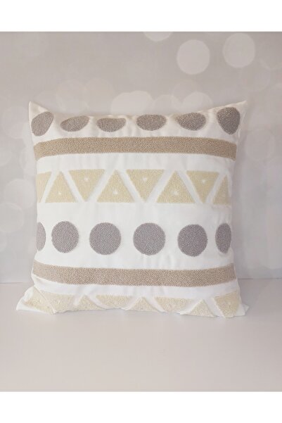 NAKIŞ HOME DESİGN غطاء وسادة مزخرف مطرز من بوند سوزين مقاس 45 × 45 سم طبيعي