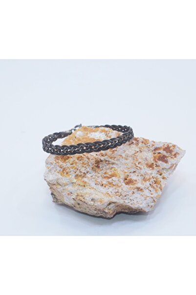 KAZZAZE Unisex Gümüş Kazaziye Oksitli Üç Sıra Örgü Bileklik