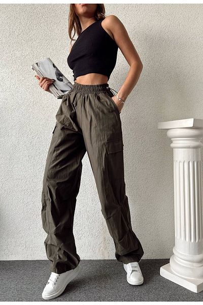 DENİKK Trend Parachute Fabric Soft Textured Cream Color *Cargo* Pocket Trousers