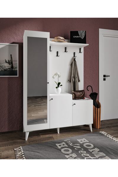 Genel Markalar Kardelen 9 Bölmeli Elbise Askılı Ve Aynalı Portmanto