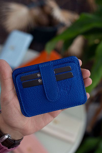 Garbalia Γνήσιο δέρμα Unisex Μπλε πορτοφόλι θήκης Shelby