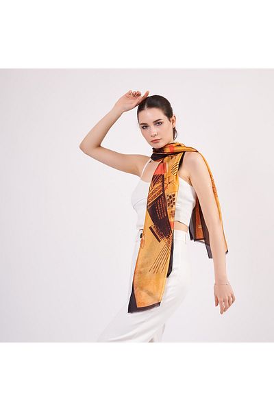 Nomads Felt وشاح حريري فوال| 55x180 سم| الذهب| نومادس فيلت
