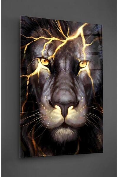 TAULART Pictură pe sticlă cu efect neon de leu