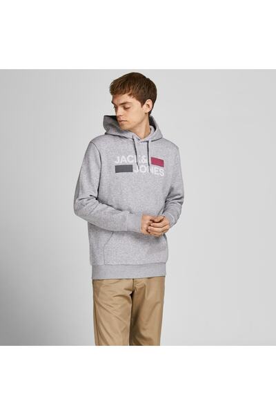 Jack & Jones Corp Logo Erkek Gri Swea tricou (12152840-lgm)