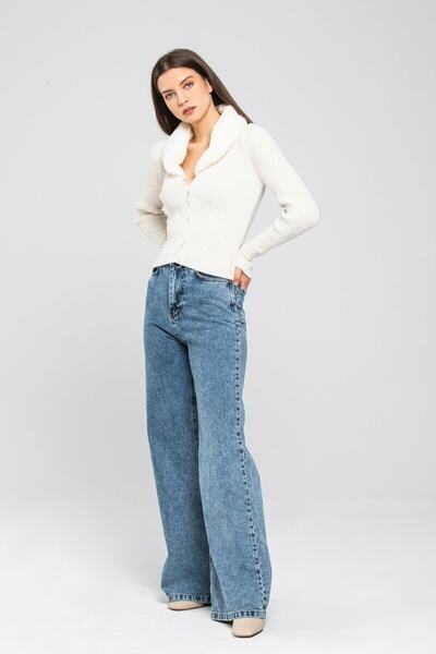 SANTA BELLA Ness 90-ih plavi snježni isprani široki palazzo farmerki Power Li...