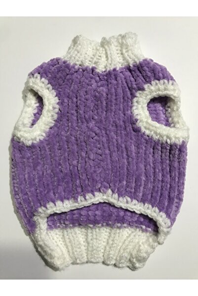 Toppostore Lila Renk El Örgüsü Kadife Kedi Köpek Kıyafeti Köpek Giysisi Sweatshirt Kazak Toppo11