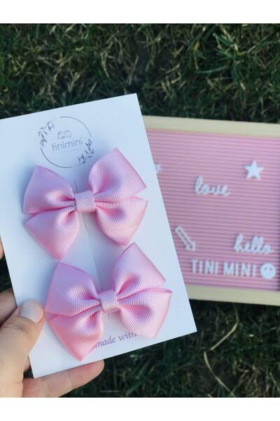 Genel Markalar Kız Çocuk Pembe Ikili Fiyonk Pens Toka Seti