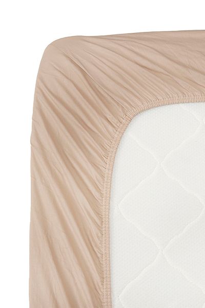 Karaca Home Combed Cotton Fitted Sheet Single Beige 100X200+30 cm