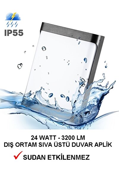 Gökyüzü Panel Bahçe Duvar Aplik 24 w Dış Mekan Sıva Üstü Led Aydınlatma