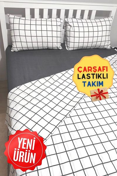 MERTİM طقم غطاء لحاف من القطن باللون الأسود