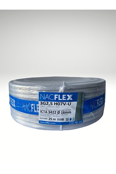 NACFLEX 3x2.5 H07v-u (nya) + W/16ø Spiral Borulu Kablo (25m)