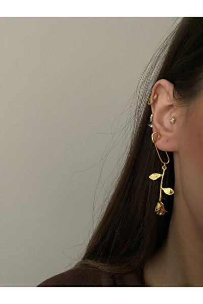 Okkostore Şahmaran Çengelli Tek Gül Küpe