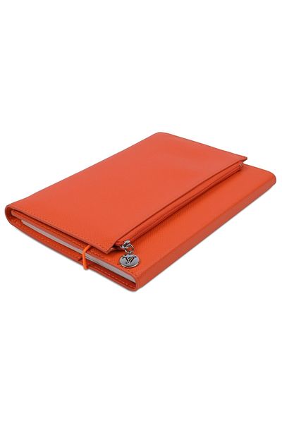 Victoria's Journals Zipco Clutch Soft Protective Elastic Zippered Pocket Striped Block Notepad 14x20 Cm Orange