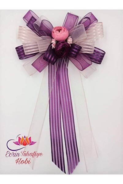 ecrin tuhafiye hobi Mor Kurdelalı Bohça Süsü