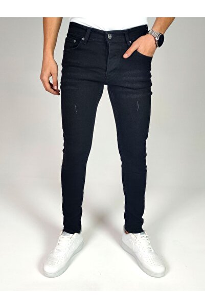 Jeanblack Чорні чоловічі джинси Скінні Фит Джинс Лікра З вузькими носками