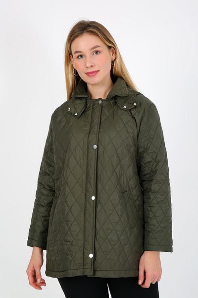 By Alba Collection Γυναικείο παλτό Baklava Slice Quilted Plus Size Χακί