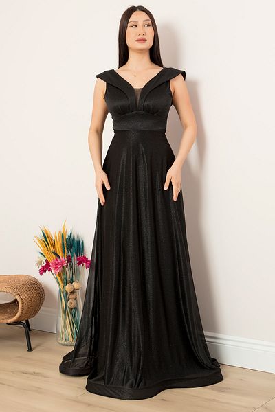 PULLIMM Glittery Tulle Long Evening Dress 13280