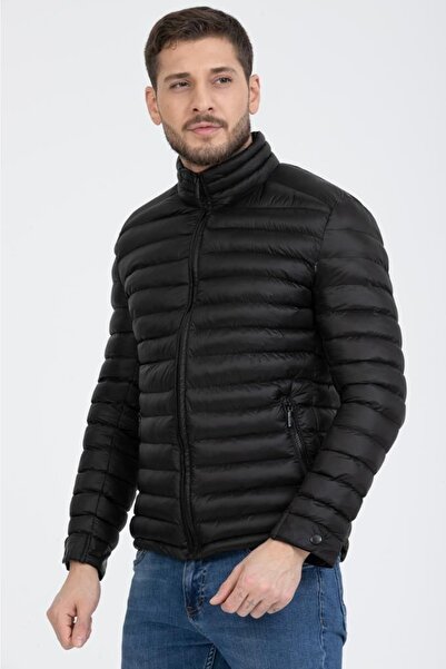 RetroPark Kapşonsuz Ince Şişme Mont Erkek Ceket Mont