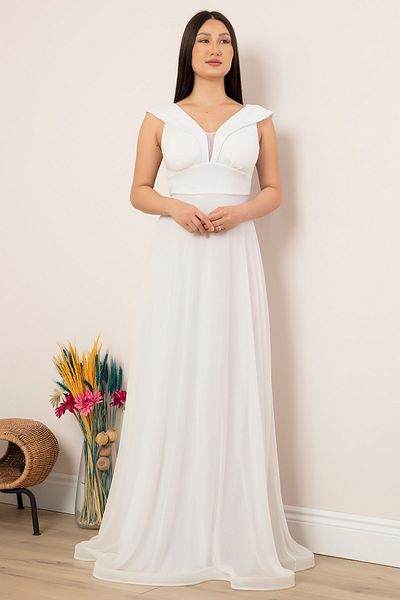 PULLIMM Glittery Tulle Long Evening Dress 13280