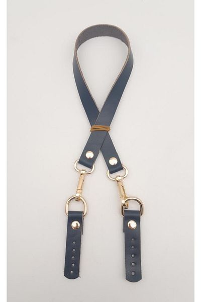 angel çanta aksesuar Τσάντα 60x1,5 cm από γνήσιο δέρμα Navy Blue - Ανοιχτόχρωμο μεταλλικό χρυσό