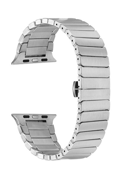AktarMobile Watch 8 9 45 Mm Uyumlu Metal Kordon Baklalı Model Bilezik Paslanm...