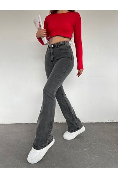 Trn JNS Smoked Snow Wash Spanish Leg Lycra Flare Jeans Jeans Pants Retractor