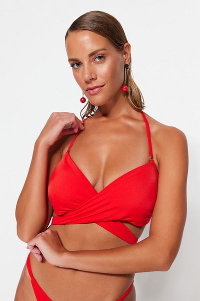 Trendyol Collection Piros bralette nyakkendős bikinifelső TBESS23BU00204
