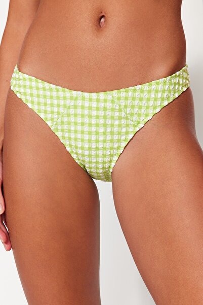 Trendyol Collection Partea de jos de bikini cu picior obișnuit texturat verde TBESS23BA00218
