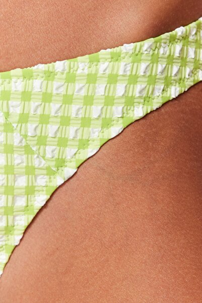 Trendyol Collection Partea de jos de bikini cu picior obișnuit texturat verde TBESS23BA00218