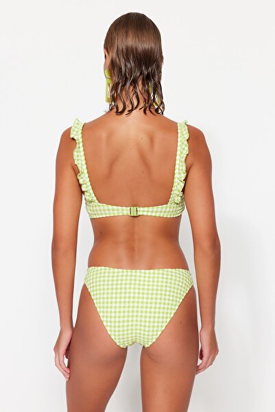 Trendyol Collection Partea de jos de bikini cu picior obișnuit texturat verde TBESS23BA00218