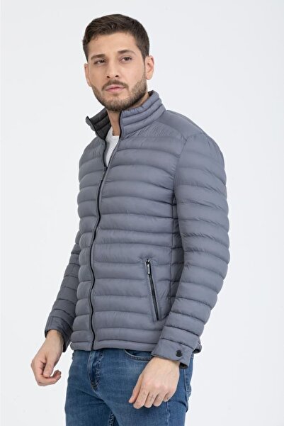 RetroPark Kapşonsuz Ince Şişme Mont Erkek Ceket Mont